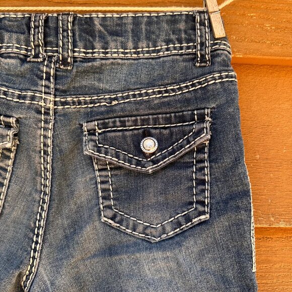Girls Cherokee Denim Shorts L 10/12 With Rhinestone Back Pockets Adjustable Wais - Picture 8 of 13